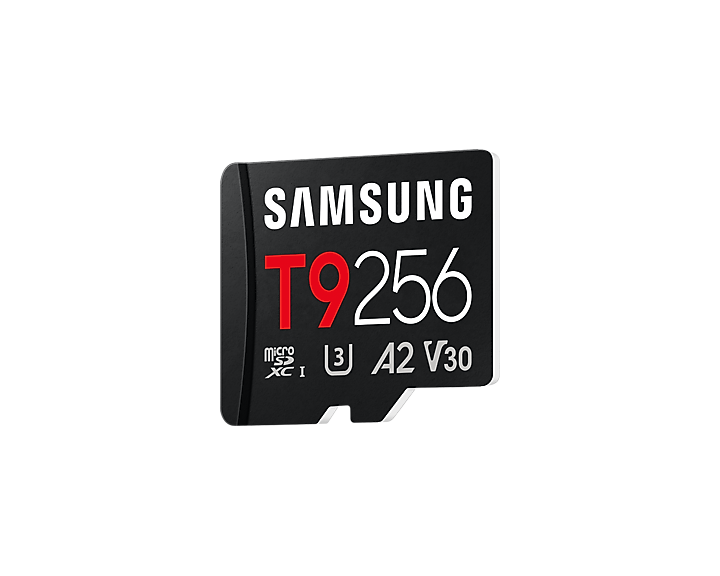 Samsung T9 256GB microSDXC card from an angle